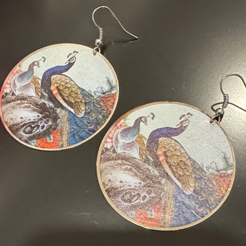 Peacock Design Round metal Earrings